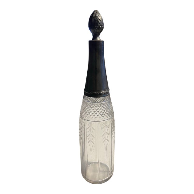 Vintage French Silver & Crystal Decanter / Cruet For Sale