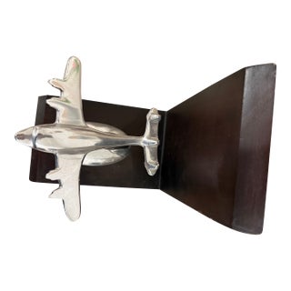 Mid Mid Century Airplane Bookends Aeronautical Decor For Sale