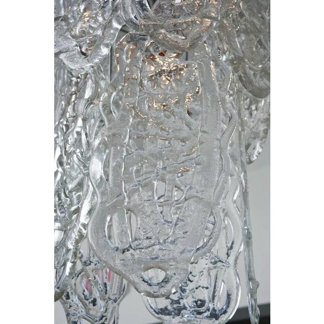Metal Vintage Murano Italian Mazzega White Glass Pretzel Pendants Chandelier With Nickel Silver Cage For Sale - Image 7 of 8