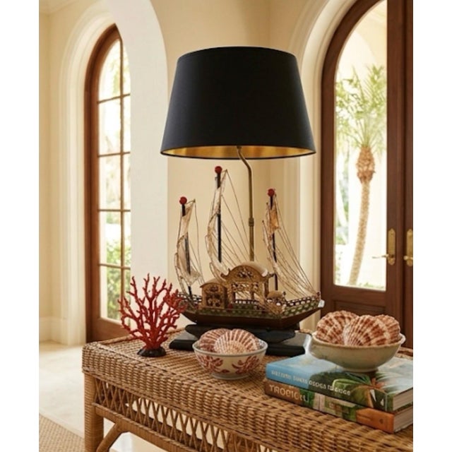 Vintage Mid-Century Handcrafted Chinese Junk Boat Table Lamp For Sale - Image 12 of 12