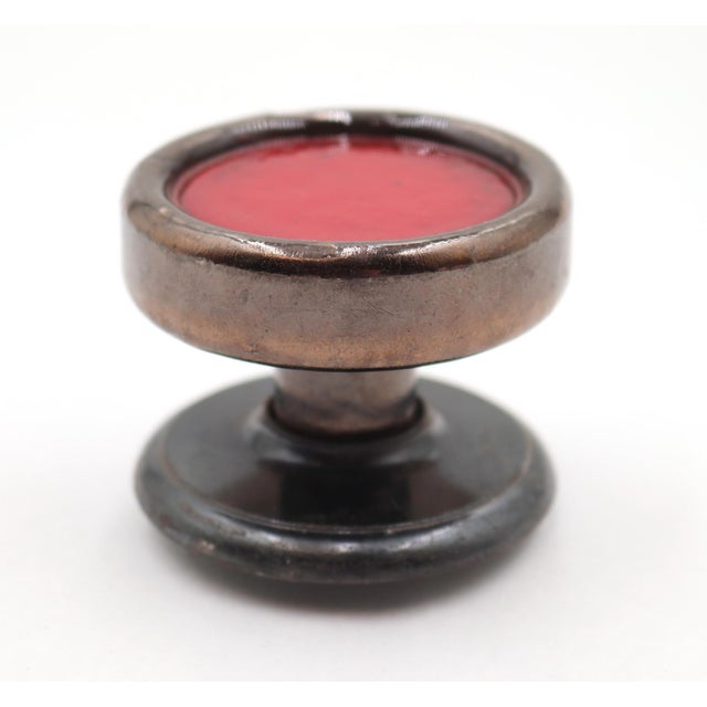 Traditional Vintage Red Center Pewter Brass Dummy Door Knob For Sale - Image 3 of 4