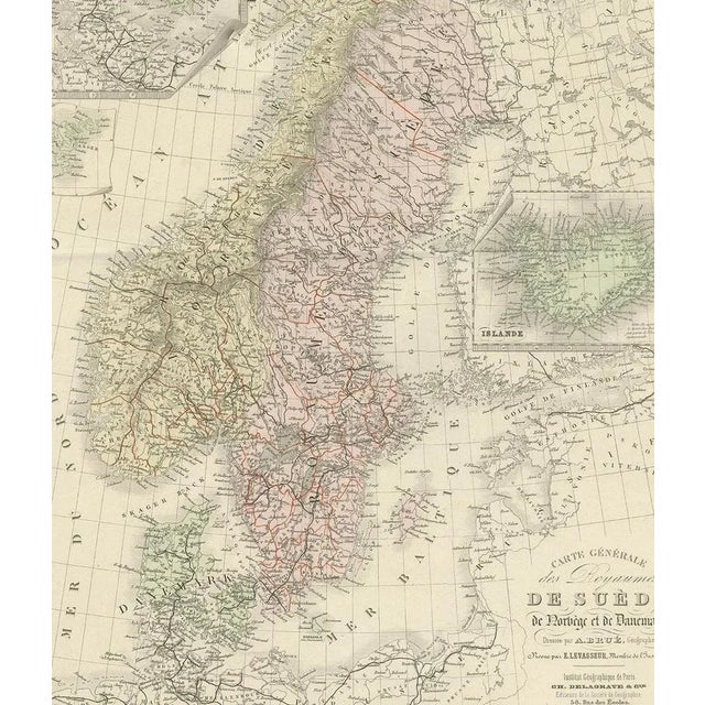 Scandinavia Antique Atlas Map by A. Levasseur, 1875 For Sale - Image 4 of 10