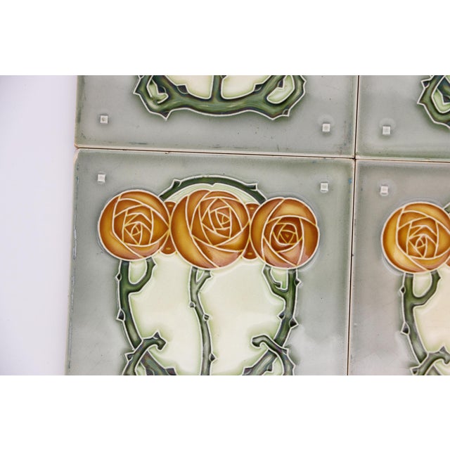 1920s Set of Four Tiles Art Nouveau H & R Johnson England For Sale - Image 4 of 18