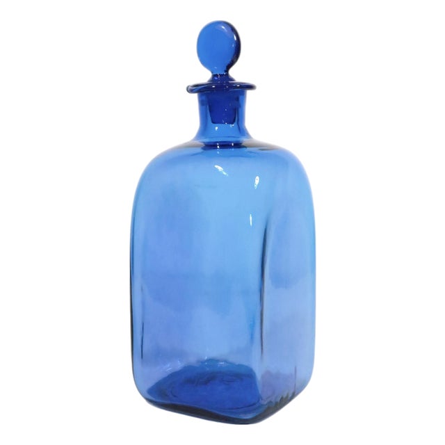 Mid 20th Century Blenko Sapphire Williamsburg Reproduction Stoppered Bottle Cw 13 For Sale
