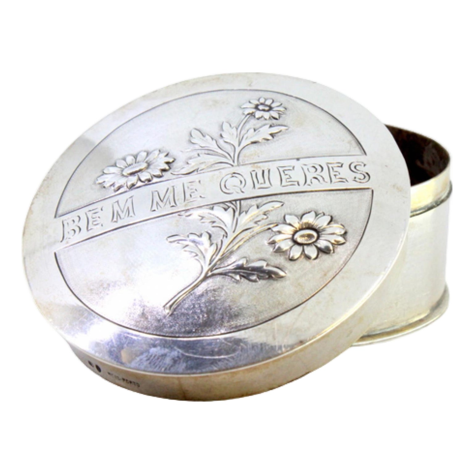 Silver Box for Pins and Needles with Marigolds Embossed on the ...
