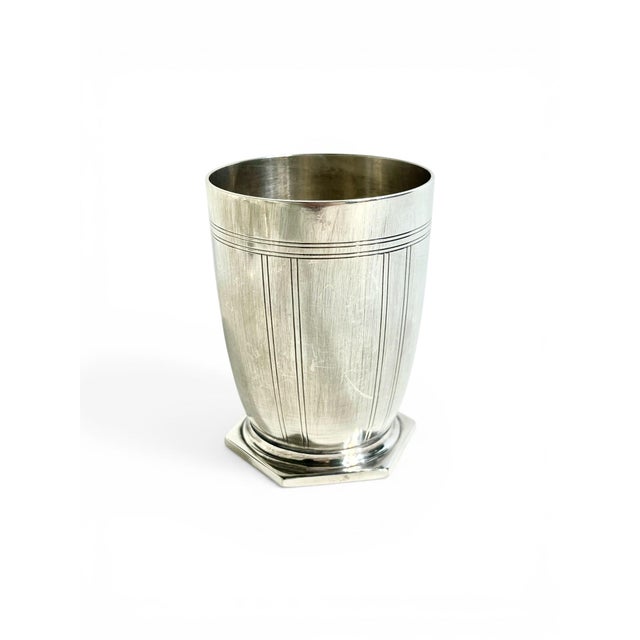 French Art Deco Small Silver Plate Cups or Matchstick Holders Including Christofle - Set of 3 For Sale - Image 6 of 16