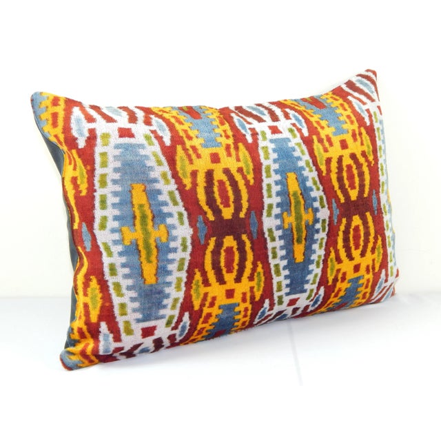 Decorative Throw Velvet Ikat Pillow -Luxurious cushion cover of handloomed ikat fabric -Insert is NOT included -Ikat is an...