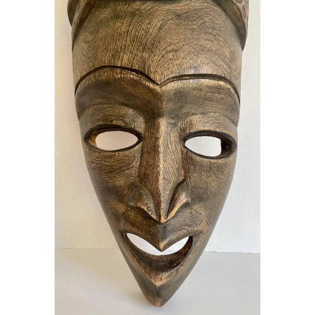 Vintage Hand-Carved Wood African Haitian Mask For Sale - Image 4 of 9