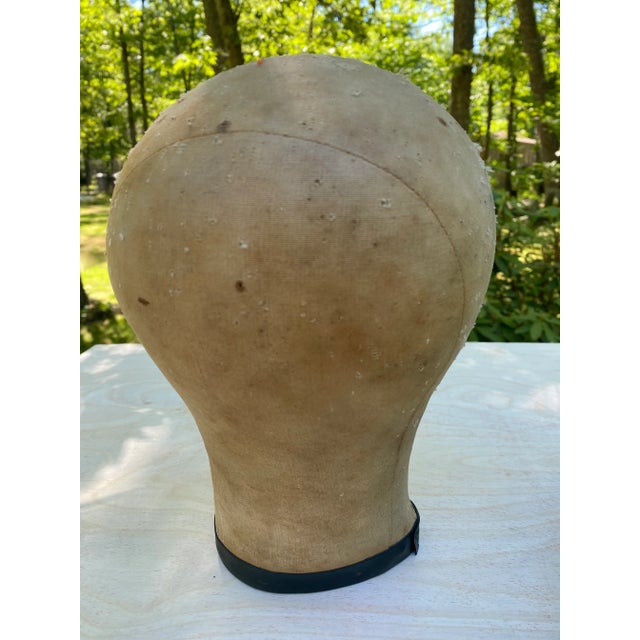Chestnut Antique Wood Hat Form & Stretcher With Vintage Canvas Head Form - 2 Pieces For Sale - Image 8 of 12