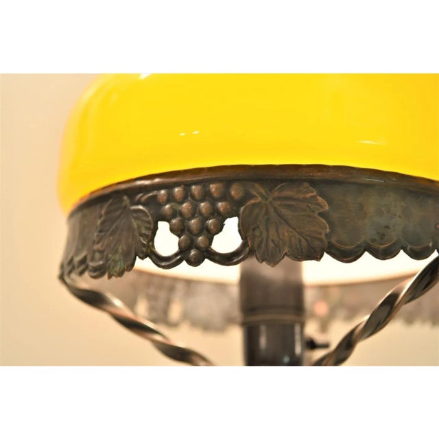 Metal Art Nouveau Copper and Glass Table Lamp, Sweden For Sale - Image 7 of 13