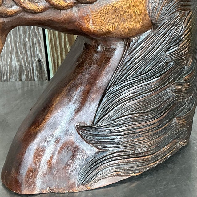 Late 20th Century Vintage Boho Carved Wood Horse Head For Sale - Image 5 of 11