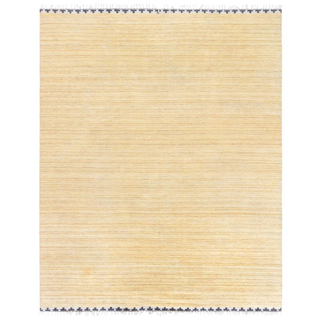 Doris Leslie Blau Mid-Century Scandinavian Abstract Warm Tan Flatweave Wool Rug For Sale