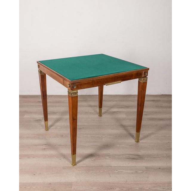 Vintage Game Table in Wood and Golden Brass Italian Design, 1940s For Sale - Image 13 of 13