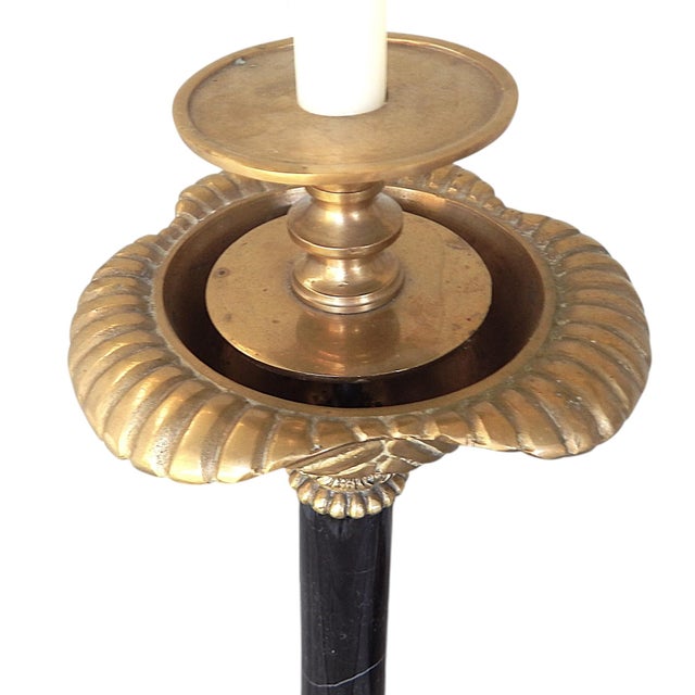Stunning pair of 19th century black marble and brass French Empire candle stands. Excellent condition free of chips,...