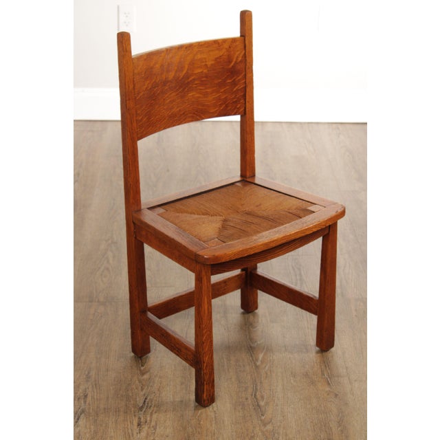Antique Stickley Brothers Mission Oak Rush Seat Side Chair For Sale - Image 10 of 12