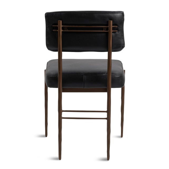 2020s Black Leather & Bronze Modern Dining Chair For Sale - Image 5 of 7