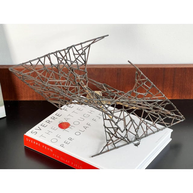 Vintage Mid Century Modern Brutalist Iron Wire Abstract Sculpture For Sale - Image 4 of 9