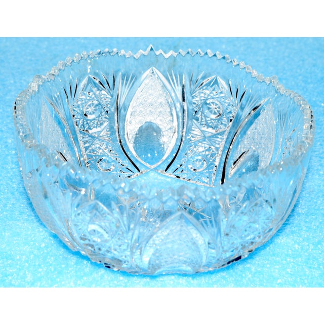 Vintage Brilliant Cut Crystal Glass Bergen Style Bowl Art Deco For Sale In Miami - Image 6 of 12