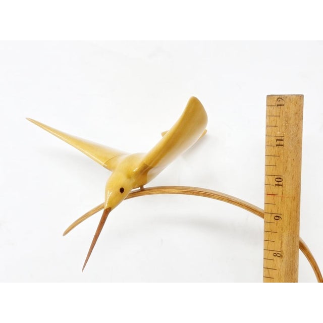 Vintage 1990s Hand Carved Wood Hummingbird Sculpture - l.s. "Mac" McLaughlin For Sale - Image 13 of 16