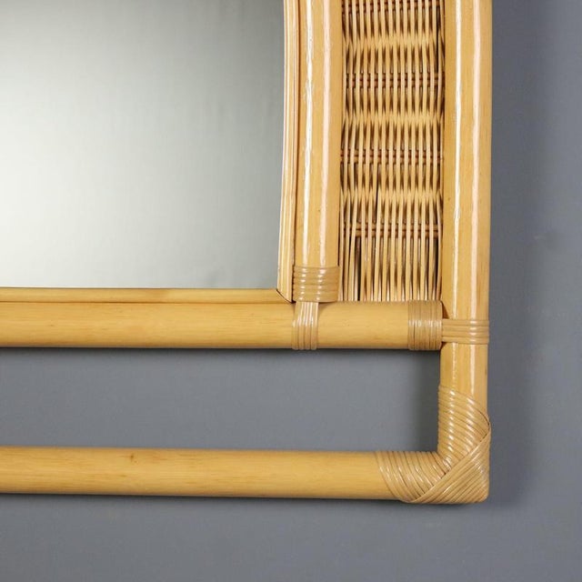 Wood Vintage Bamboo Wall Mirror, 1980s For Sale - Image 7 of 9
