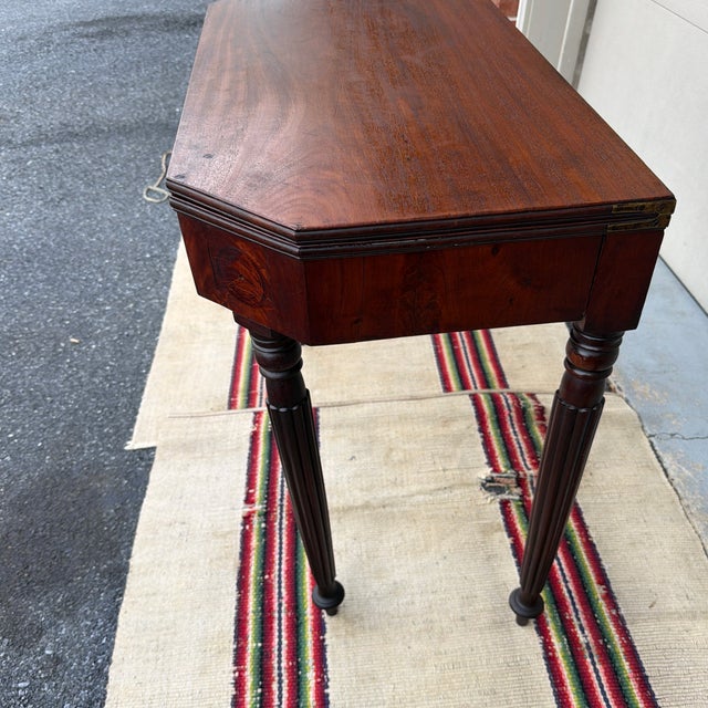 Antique Mahogany Sheraton Flip Top Game Table, Salem or Boston, Massachusetts, Circa 1810s For Sale - Image 6 of 12