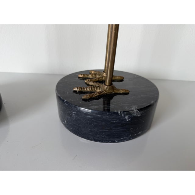 Pair of Life-Size Vintage Brass Crane Sculptures on Black Marble Bases For Sale - Image 10 of 12
