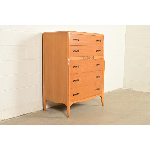 Mid-Century French Regency Carved Mahogany Highboy Dresser or Chest of Drawers, Circa 1950s For Sale - Image 18 of 18