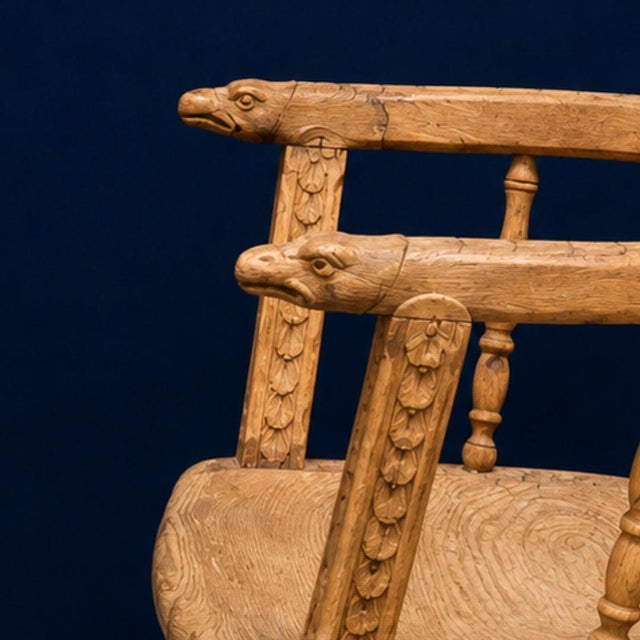 Wood 19th Century Victorian English Oak Smoker Chair (Set of 2) For Sale - Image 7 of 7