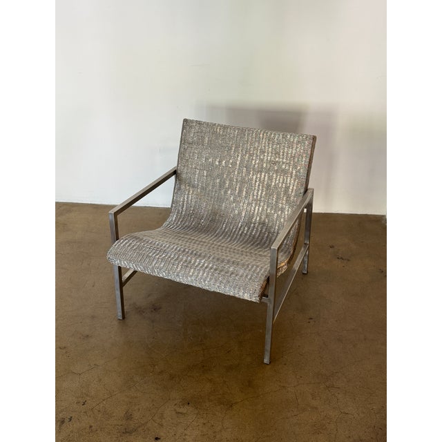Postmodern 1980s Sculptural Woven Steel Mesh Lounge Chairs For Sale - Image 3 of 7