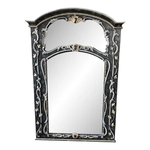 1990s Italian Handmade and Hand-Carved Antiqued Wall Mirror