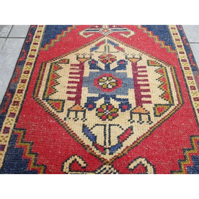 1950s Burgundy and Navy Blue Rug For Sale - Image 6 of 10