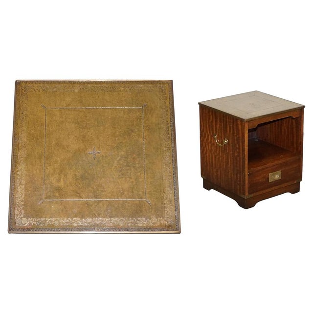 Vintage Bevan Funell Military Campaign Nightstand with Leather Top For Sale - Image 14 of 14