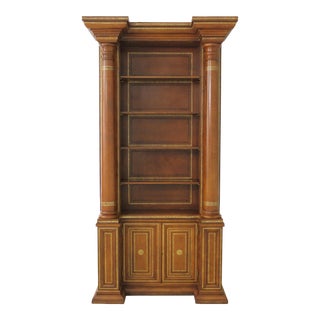 Maitland Smith Tooled Leather Large Open Bookcase For Sale