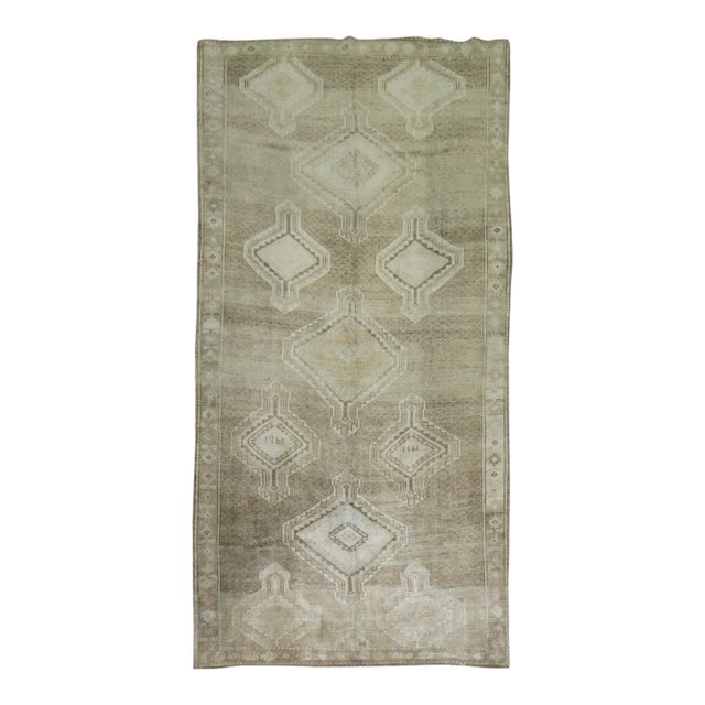 Beige Brown Turkish Gallery Runner For Sale