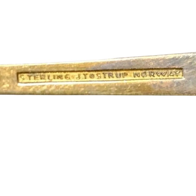 1960s Set of 5 Solid Sterling Enamel J Tostrup Tea / Demitasse Table Spoons For Sale - Image 4 of 4