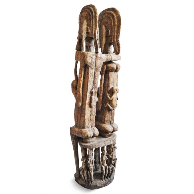 Late 19th Century Antique Carved Dogon African Ancestor Couple Sculpture For Sale - Image 5 of 13