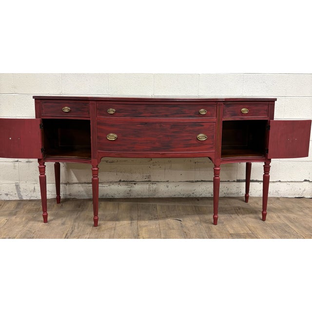 Vintage Federal Hepplewhite Farmhouse Stickley Style Sideboard Buffet Credenza For Sale - Image 4 of 18