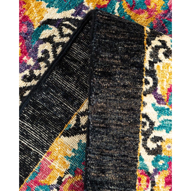 Suzani Collection Hand-Knotted Area Rug - Black Collection 7' 10" x 8' 5" For Sale In New York - Image 6 of 9
