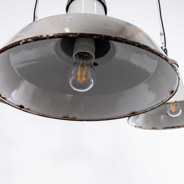 Industrial Grey Enamelled Pendant Lamp from Benjamin, 1950s For Sale - Image 4 of 13