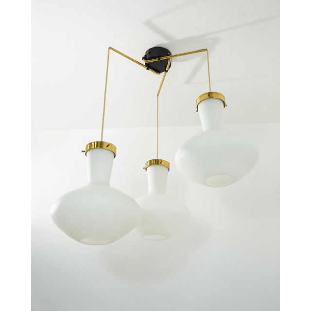 Metal 3-Light Pendant from Stilnovo, 1950s For Sale - Image 7 of 15