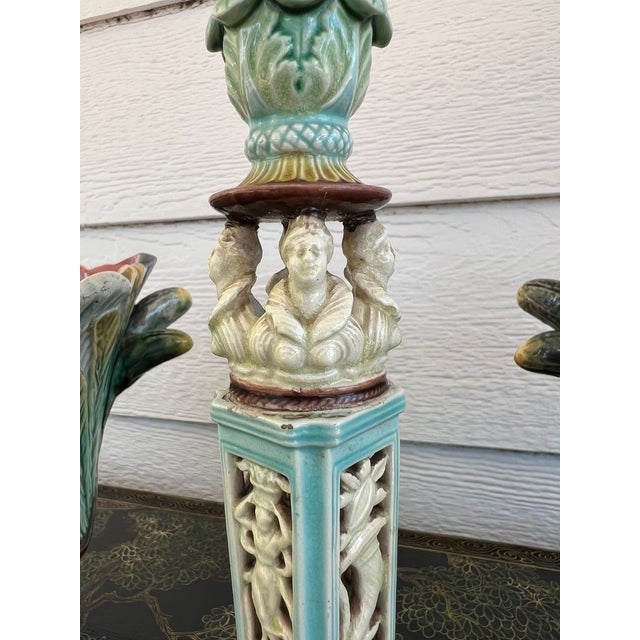 Antique English Wedgwood Majolica Candlestick Candle Holder Cinque Cento C1876 For Sale - Image 9 of 18