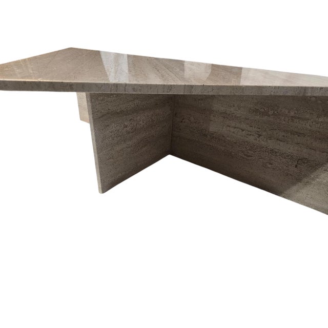 Mid-Century Modern Mid 20th Century Postmodern Travertine Asymmetrical Sculptural Coffee Table For Sale - Image 3 of 7