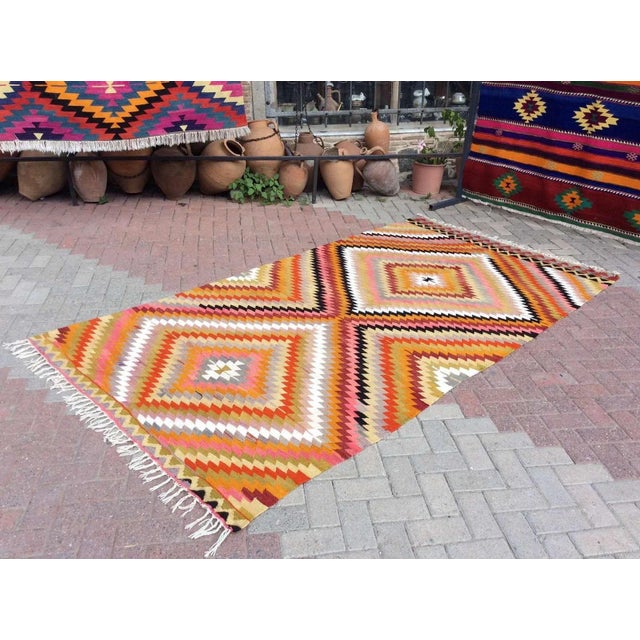 1960s 1960s Vintage Turkish Kilim Rug- 64" X 120" For Sale - Image 5 of 8