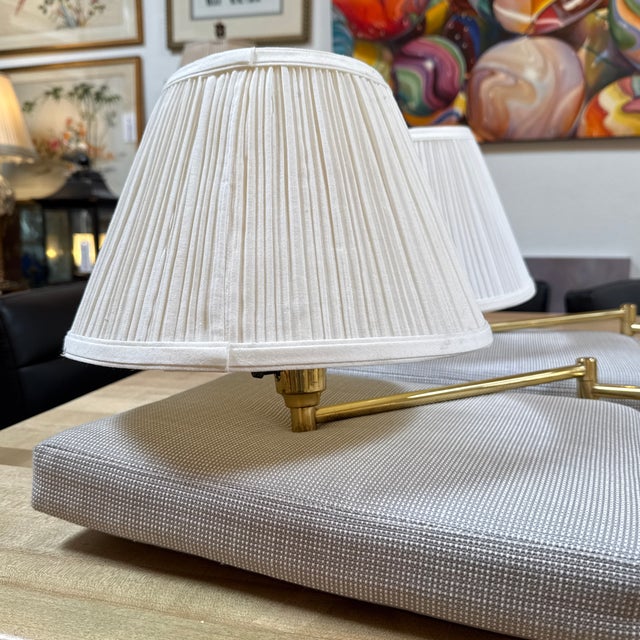 Contemporary Brass Reticulating Arm Wall Sconces, Pair For Sale - Image 3 of 8