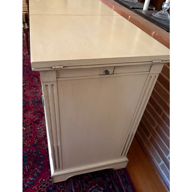 Wood 1970s French White Rolling Buffet Cabinet With Leaves For Sale - Image 7 of 8