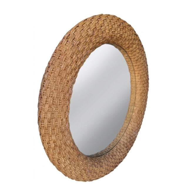 1990s Monumental Vintage Braided Jute Round Coastal Regency Wall Mirror For Sale - Image 5 of 6