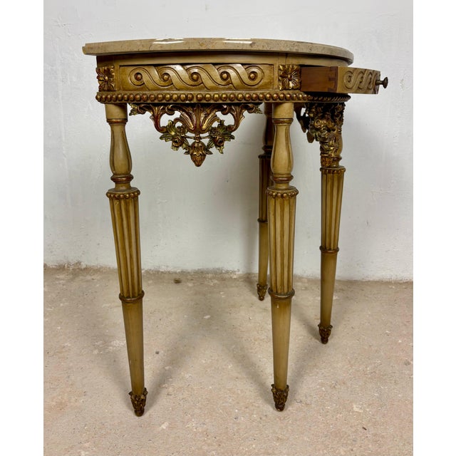1940s Italian Neoclassical Polychromed Console Table with Marble Top, Mid-20th Century For Sale - Image 5 of 16