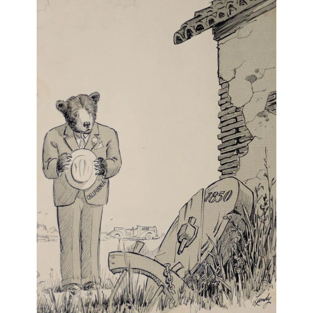 Rare original cartoon illustration by listed American cartoonist Fred Lundy. Fred Ralph Lundy (1902-1989) studied art at...