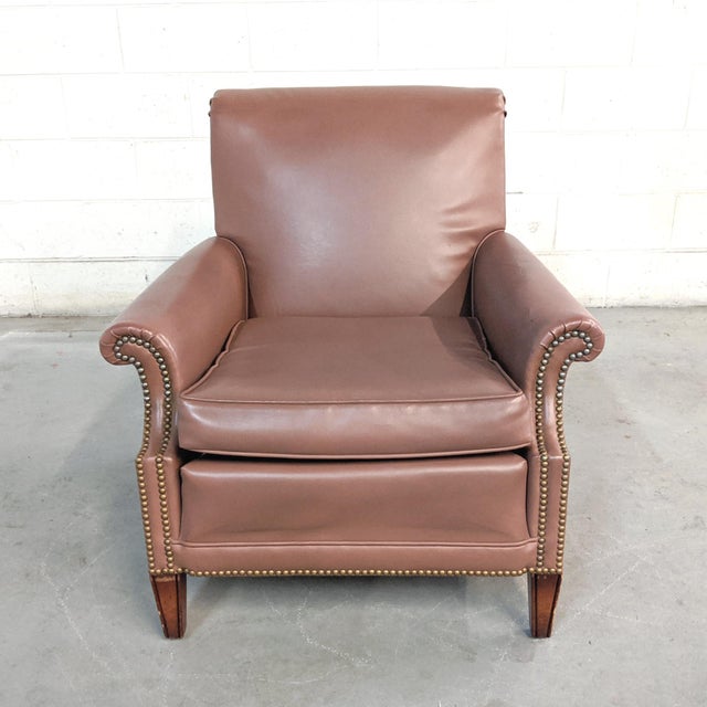 1970s Vintage Faux Leather Upholstered Arm Chair With Ottoman Chairish