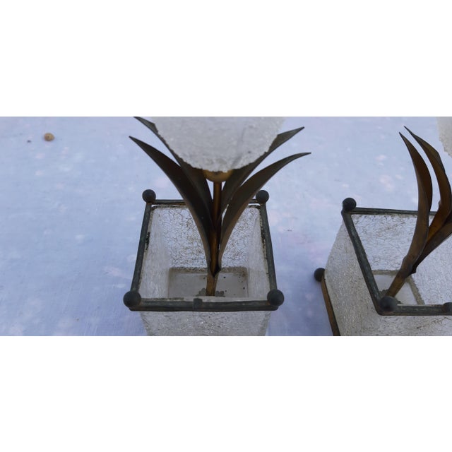 Decorative Elements in Frosted Glass and Brass, 1900, Set of 2 For Sale - Image 12 of 17